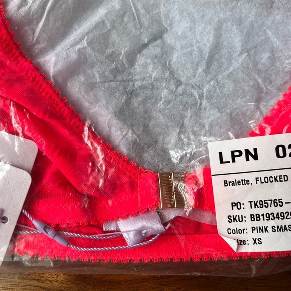 Savage X Fenty Pink Flash Flocked Logo Bralette & Brazilian Panty Set - Picture 8 of 16